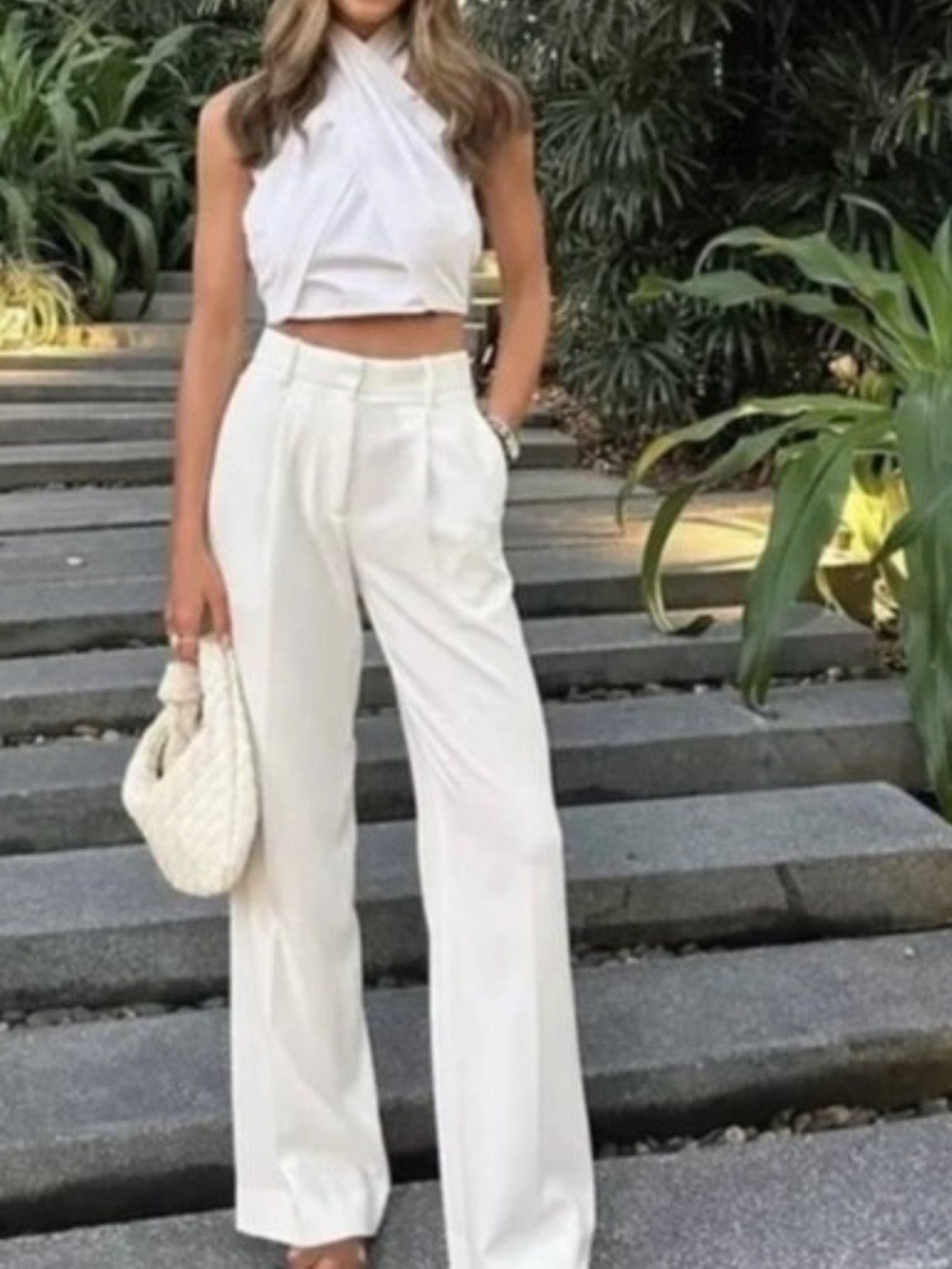 Zara Cream Linen Blend Pants Size M